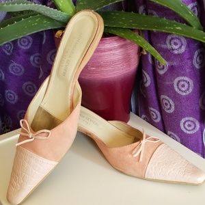 Pink kitten heel mules